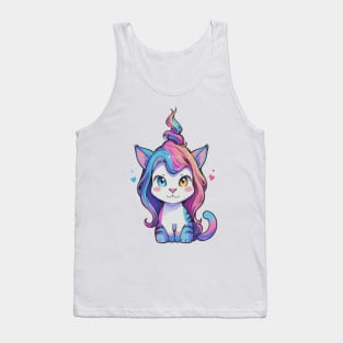 Whimsical Cat and Colorful Unicorn Tank Top